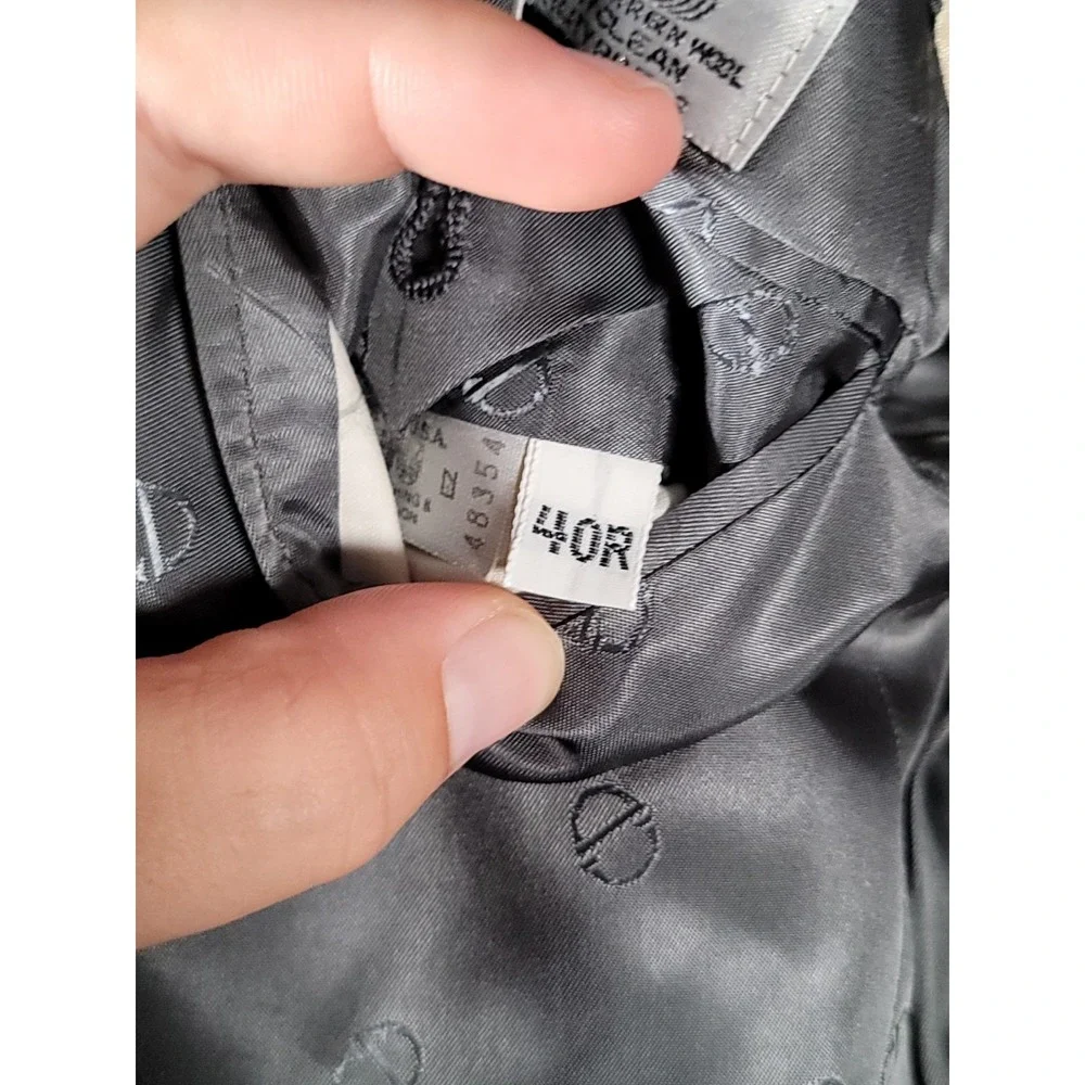 Vintage Christian Dior Sport Coat Mens 40 Gray Wool Herringbone Tweed Blazer 80s